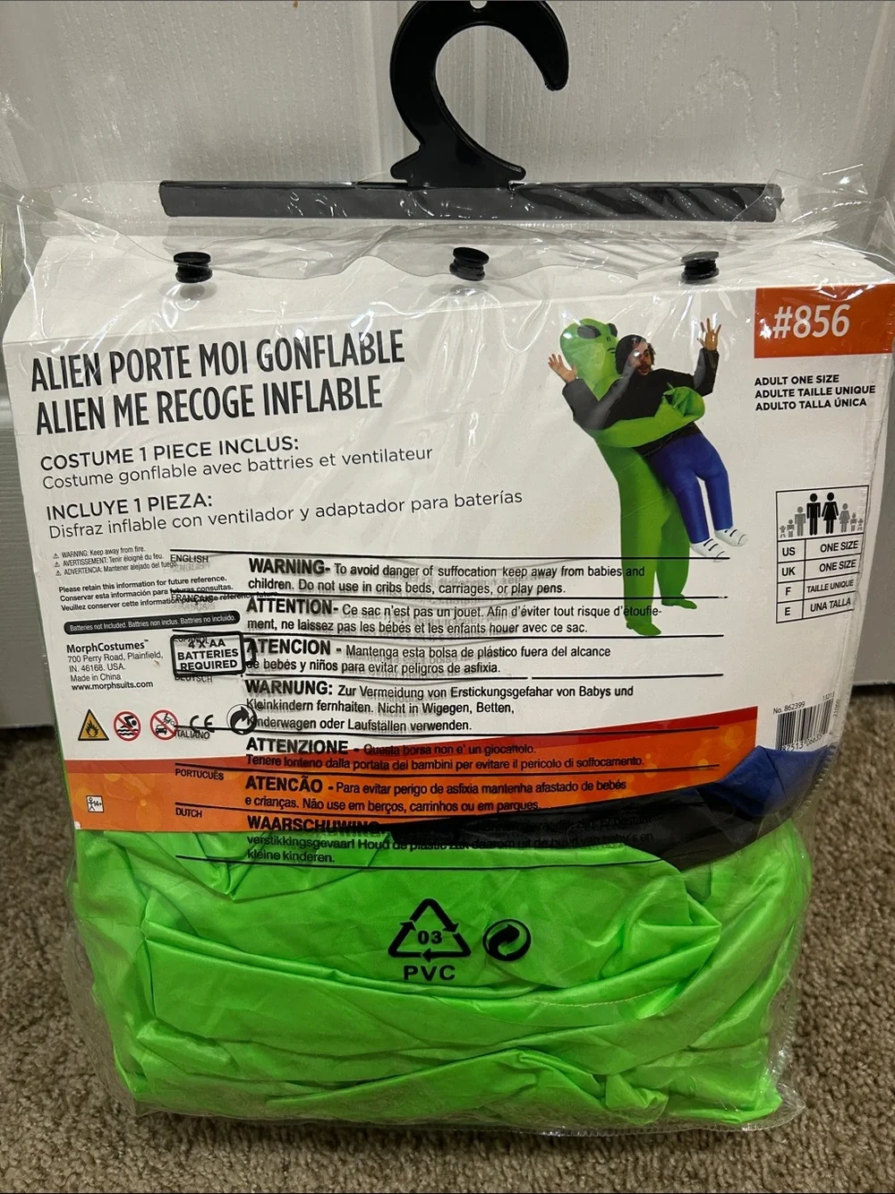 Alien Pick Me Up Inflatable Kids Costume - Green